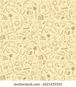 Cute simple phone web data pad app wifi tool exam time light bulb text. Outline black ink pen hand drawn read old diary file note. Check list scroll logo emblem fly arrow retro cartoon line art style