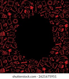 Cute simple phone web data pad app wifi tool exam time light bulb text. Outline black ink pen hand drawn read old diary file note. Check list scroll logo emblem fly arrow retro cartoon line art style