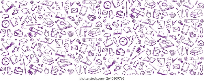Cute simple phone web data pad app wifi tool exam time light bulb text. Outline black ink pen hand drawn read old diary file note. Check list scroll logo emblem fly arrow retro cartoon line art style
