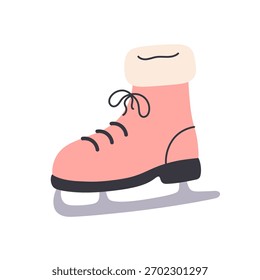 Cute simple pink skate. Flat vector illustration on white background