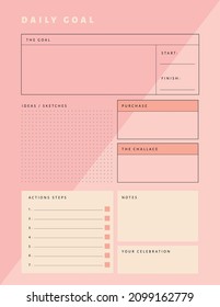 Cute and simple printable daily goal planner, for weekly use
