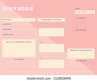 Cute and simple printable daily goals planner, for daily use