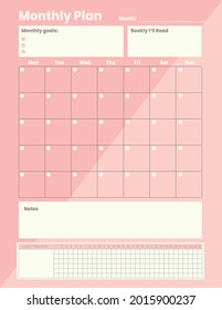 Cute and simple printable monthly planner, for weekly use.