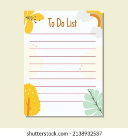 Cute simple printable pestal color flat to-do list planner design, journal note, weekly planner 