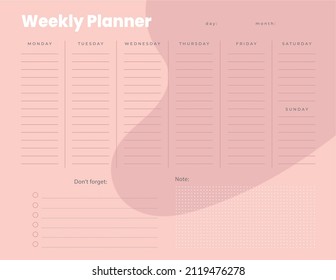 Cute and simple printable weekly planner, for weekly use