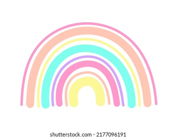 Cute simple rainbow, scandinavian rainbow doodle. Colorful nursery doodle, kids fashion fabric print, childish boho elements vector set