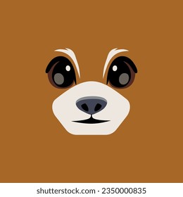 Cute simple red panda face on a monotone background. Vector illustration, can be used for postcards, clothes, poster, sticker, wallpaper or decoration in design