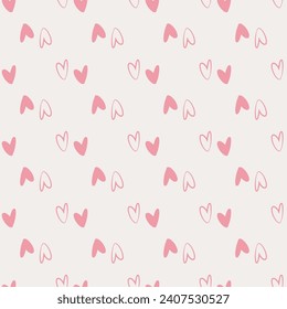 Cute Simple Romantic Seamless Pattern in small hand-drawn hearts. Vector illustration