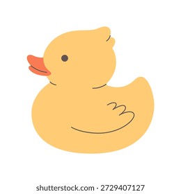 Cute simple rubber duck toy. Funny duck character, kids toy. Flat vector illustration