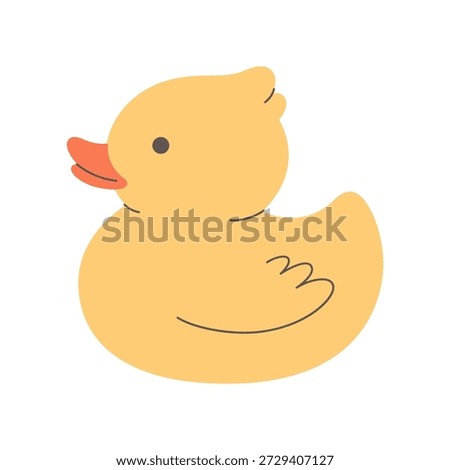 Cute simple rubber duck toy. Funny duck character, kids toy. Flat vector illustration