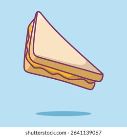 Cute simple sandwich. White toast bread with butter jam. Cartoon vector illustration.