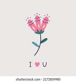 cute simple scandinavian style "i love you" flower poster