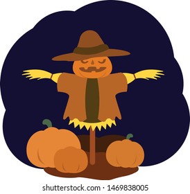 Cute simple scarecrow for halloween and autumn.