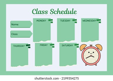 Cute Simple Scrapbook Class Schedule illustration.