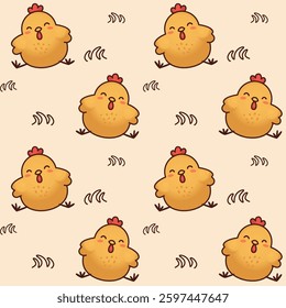 Cute and simple seamless pattern with hand-drawn chicks. Perfect for children's apparel, home decor, stationery, and more. Clean and minimalist design, vector format for easy scaling and editing.