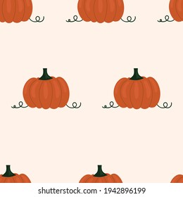 Cute simple seamless pattern with pumpkins. Illustration Harvesting, vegetables, healthy plant food, vegetarian, farm product. Packaging design, scrapbooking paper
