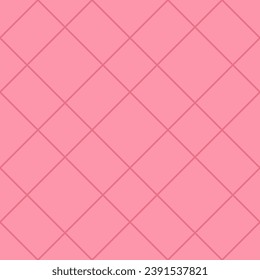 Cute and simple seamless pink grid pattern with subtle geometric thin lines. Minimalist feminine design, vector background with linear lattice texture, net, mesh, grill. Elegant modern repeat design