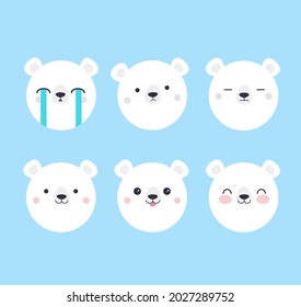 Cute simple set of bear portraits. Designs for baby clothes. Hand drawn characters.