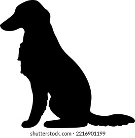 Cute und einfache Silhouette von Borzoi Hund sitzend in Seitenansicht