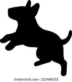 Cute and simple Silhouette of Bull Terrier Dog jumping