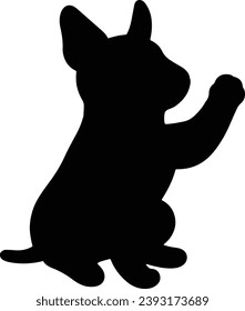 Cute and simple Silhouette of Bull Terrier Dog sitting waving hand