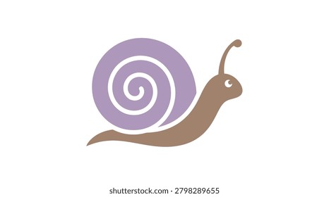Cute and simple snail illustration, representing slow pace, patience, and home, suitable for children's apps and eco-friendly branding.