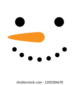 Cute simple snowman vector illustration. Snowman face, head, square icon, isolated on white background.