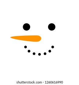 Cute simple snowman vector illustration. Snowman face isolated on white background.