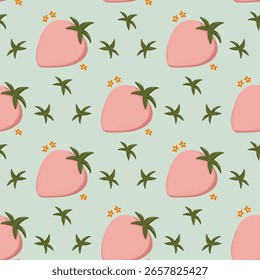 Bonito E Simples Morango Sem Costura Padrão Fundo Papel De Parede