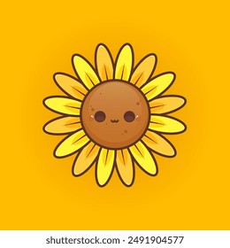 cute simple sunflower cartoon for children book design