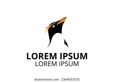 cute simple symbol of rockhopper penguin silhouette logo illustration for any business company need.