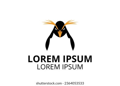 cute simple symbol of rockhopper penguin silhouette logo illustration for any business company need.