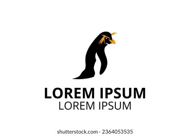 cute simple symbol of rockhopper penguin silhouette logo illustration for any business company need.