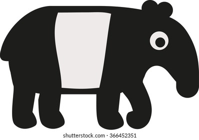 Cute and simple tapir in black and white