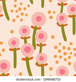 Cute and simple texture with Floral field. Abstract stylized Flowers pattern.