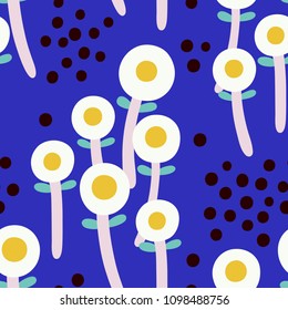 Cute and simple texture with Floral field. Abstract stylized Flowers pattern.