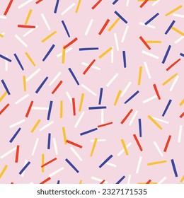 Cute simple texture with lined confetti. Seamless pattern with chaotic lines. Abstract creative background