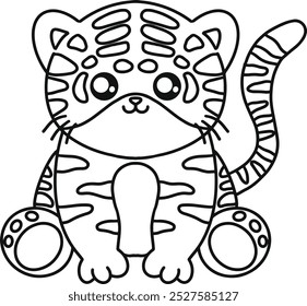 Cute and Simple Tiger Line Art