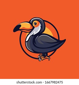 CUTE SIMPLE TOUCAN LOGO TEMPLATE ILLUSTRATION