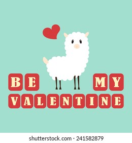Cute and simple valentine's day llama card.