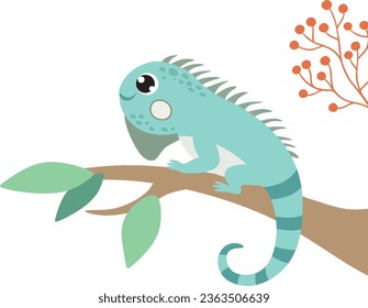 cute simple vector baby green iguana 