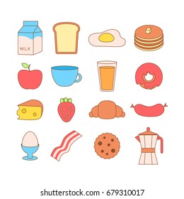 Cute and simple vector frame illustration with omelet, olive oil, eggs, milk, salt, onion, mushrooms, tomato, bell pepper and hearts. Funny summer colorful illustration.