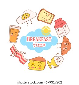 Cute and simple vector frame illustration with omelet, olive oil, eggs, milk, salt, onion, mushrooms, tomato, bell pepper and hearts. Funny summer colorful illustration.