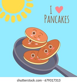 Cute and simple vector frame illustration with omelet, olive oil, eggs, milk, salt, onion, mushrooms, tomato, bell pepper and hearts. Funny summer colorful illustration.