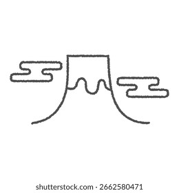 Ícone de vetor bonito e simples [Monte Fuji e padrão de névoa]