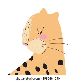 Cute Simple Vector Illustration and Dreamy Leopard Isolated White Background  Simple Nursery Art for Kids  Print and Funny Wild Cat ideal for Wall Art  Card  Poster  Safari Party 