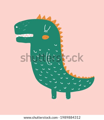 Cute Simple Vector Illustration with Green Alligator Isolated on a Light Pink Background. Simple Nursery Art for Kids. Print with Funny Crocodile ideal for Wall Art, Card, Poster, Decoration.