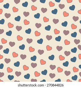 Cute simple vector seamless pattern of hearts