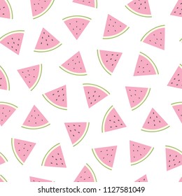 Cute simple watermelon slice seamless pattern background. Vector illustration