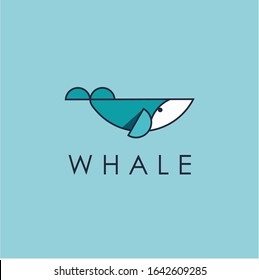 cute and simple whale in flat design  vector style useful for sticker or t-shirt logo